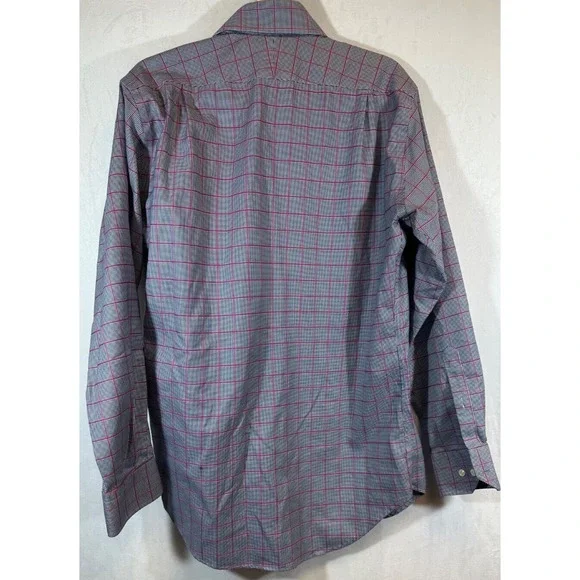 Peter Millar Dress Shirt Nanoluxe Blue Plaid Button Down Mens 15.5 Long D27 - Picture 4 of 7